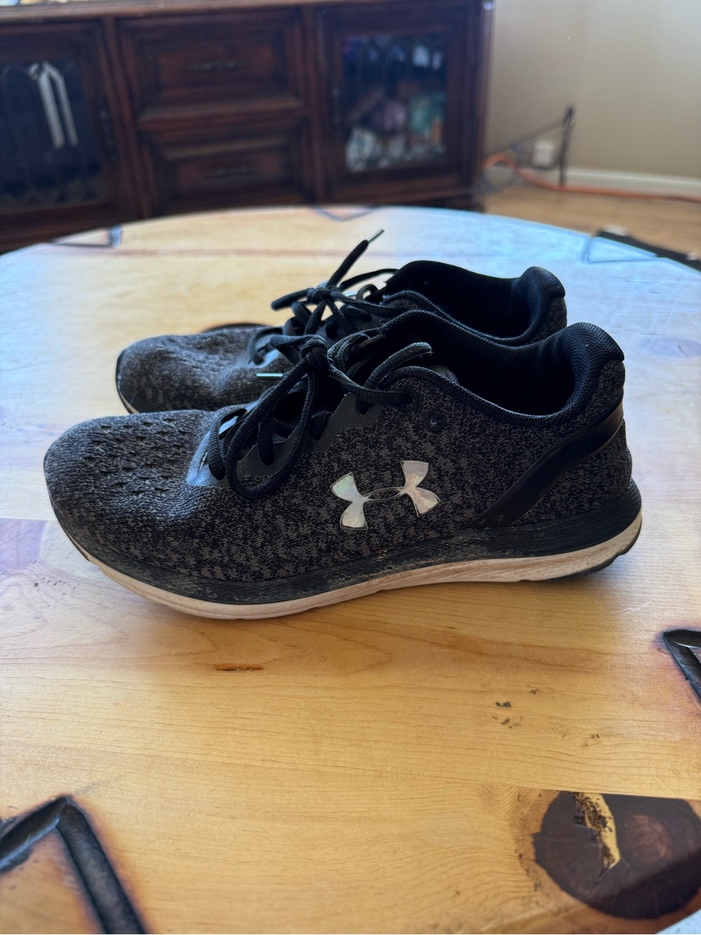 Under Armour Black and Gray Knit Training Sneakers